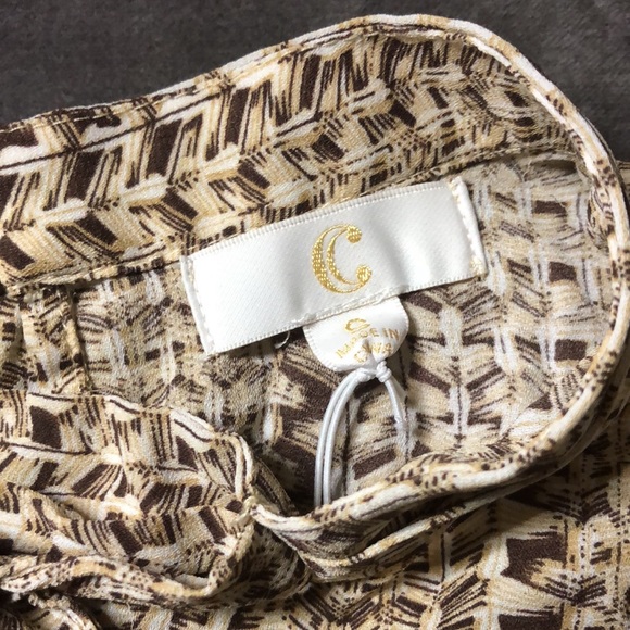 C sleeveless Blouse, brown and white pattern Size Small - Picture 4 of 4